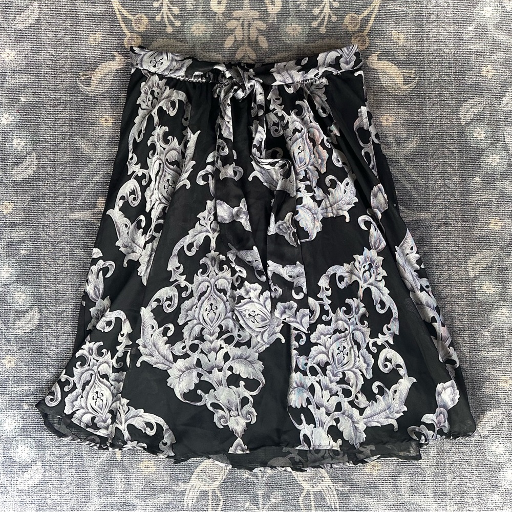 Flint & Moss black, and white paisley midi skirt